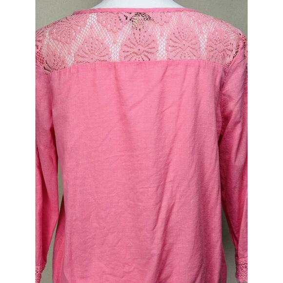 Vintage America Women's Small Blouse Pink Lace Accent Feminine Cottage Core - Picture 7 of 14